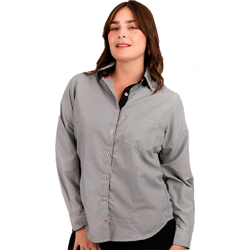 CAMISA MAG MICRO CUADROS DAMA MANGA LARGA - Artículos Promocionales MAS RECIO